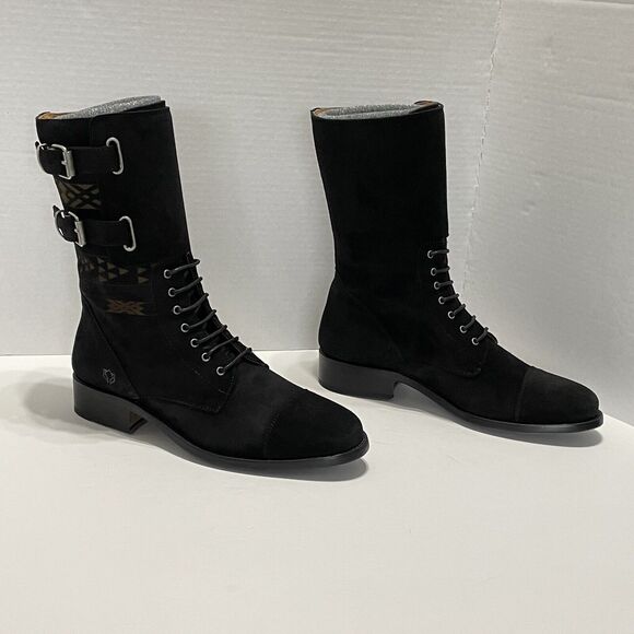 Cobra Society Javier Men’s Black Suede Short Moto Riding Boots Size EU 40 US 7 - Picture 2 of 12